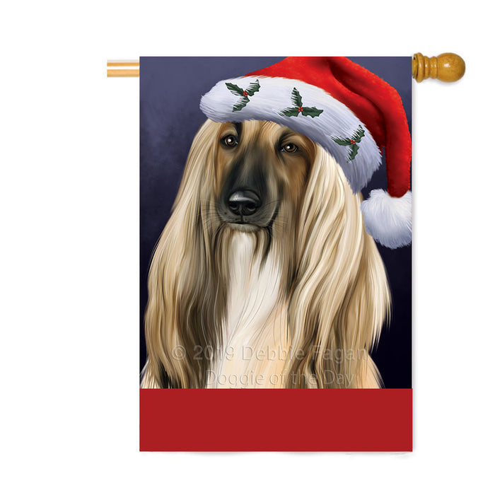 Personalized Christmas Holidays Afghan Hound Dog Wearing Santa Hat Portrait Head Custom House Flag FLG-DOTD-A59843
