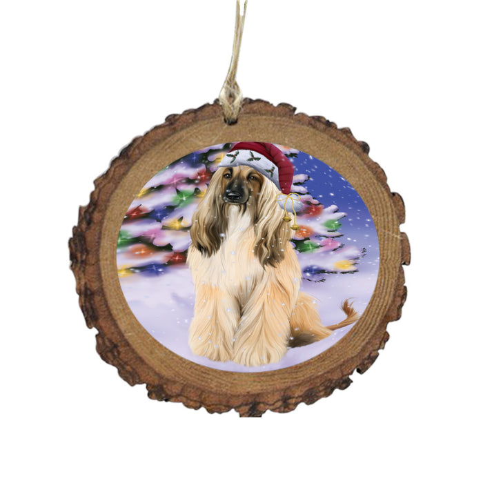 Winterland Wonderland Afghan Hound Dog In Christmas Holiday Scenic Background Wooden Christmas Ornament WOR49475