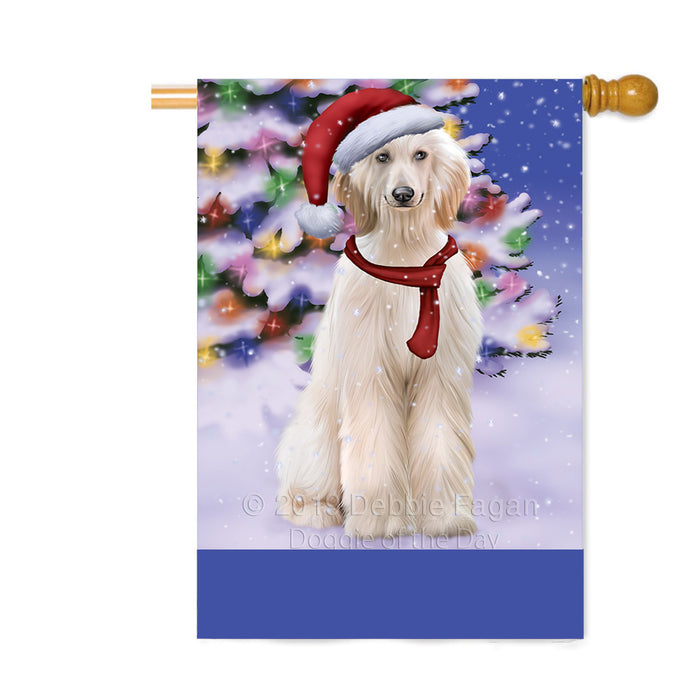 Personalized Winterland Wonderland Afghan Hound Dog In Christmas Holiday Scenic Background Custom House Flag FLG-DOTD-A61240