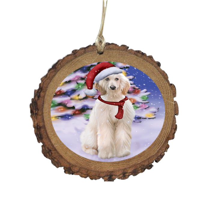 Winterland Wonderland Afghan Hound Dog In Christmas Holiday Scenic Background Wooden Christmas Ornament WOR49476
