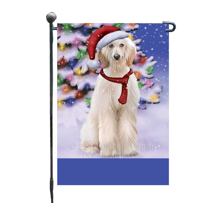 Personalized Winterland Wonderland Afghan Hound Dog In Christmas Holiday Scenic Background Custom Garden Flags GFLG-DOTD-A61184