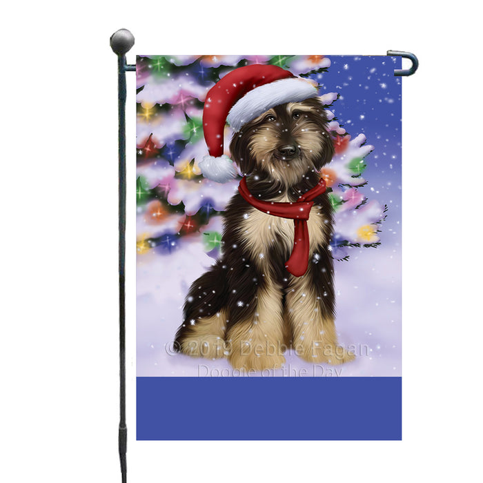 Personalized Winterland Wonderland Afghan Hound Dog In Christmas Holiday Scenic Background Custom Garden Flags GFLG-DOTD-A61185