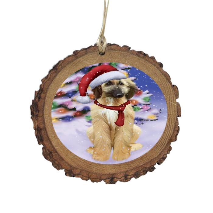 Winterland Wonderland Afghan Hound Dog In Christmas Holiday Scenic Background Wooden Christmas Ornament WOR49478