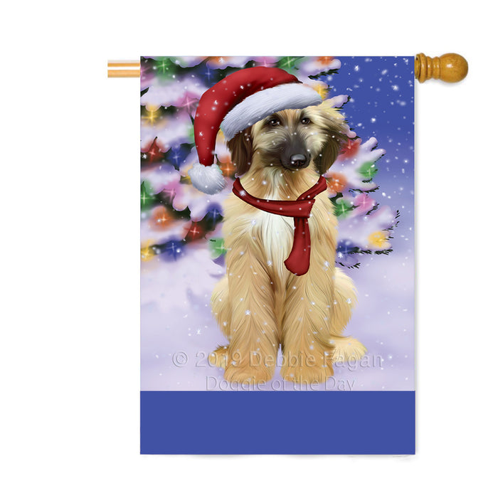 Personalized Winterland Wonderland Afghan Hound Dog In Christmas Holiday Scenic Background Custom House Flag FLG-DOTD-A61242