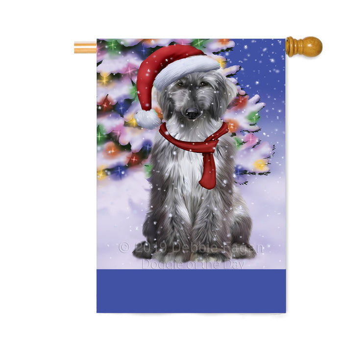 Personalized Winterland Wonderland Afghan Hound Dog In Christmas Holiday Scenic Background Custom House Flag FLG-DOTD-A61243