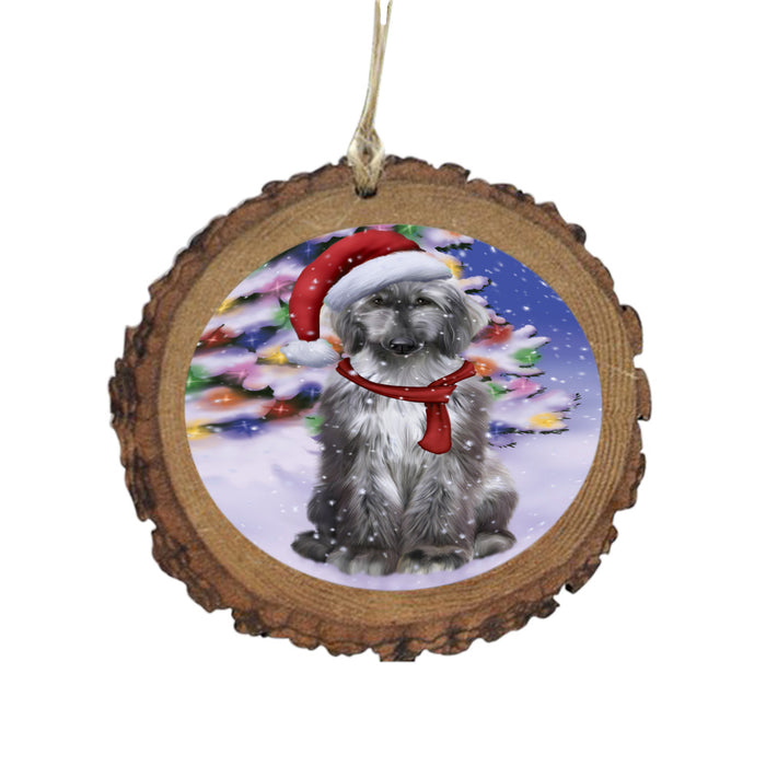 Winterland Wonderland Afghan Hound Dog In Christmas Holiday Scenic Background Wooden Christmas Ornament WOR49479
