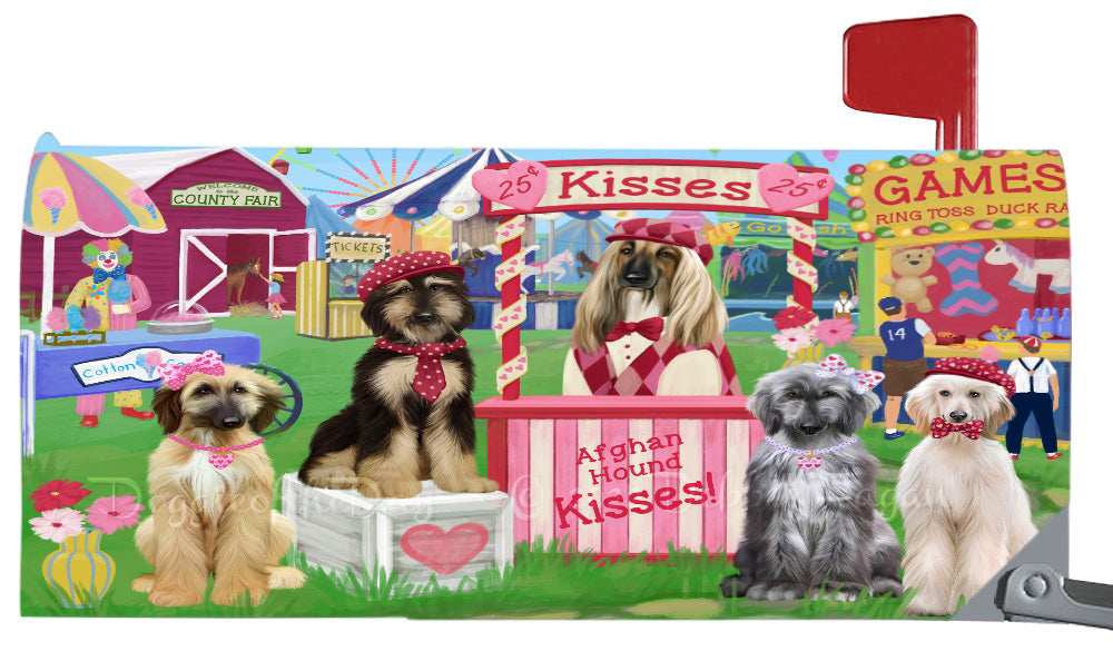Carnival Kissing Booth Afghan Hound Dogs Magnetic Mailbox Cover Both Sides Pet Theme Printed Decorative Letter Box Wrap Case Postbox Thick Magnetic Vinyl Material