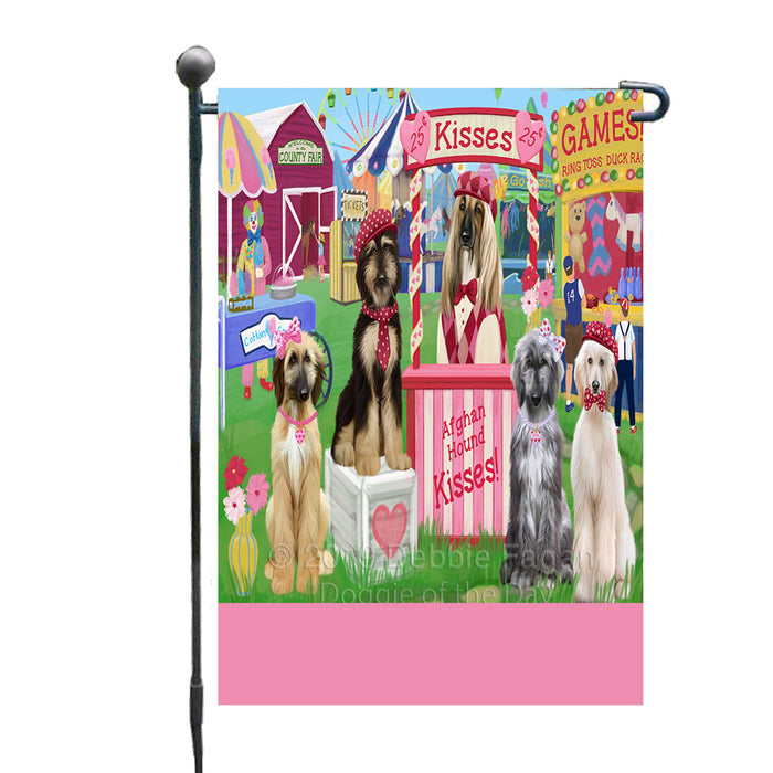 Personalized Carnival Kissing Booth Afghan Hound Dogs Custom Garden Flag GFLG64242
