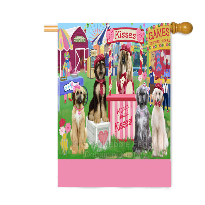 Personalized Carnival Kissing Booth Afghan Hound Dogs Custom House Flag FLG63566