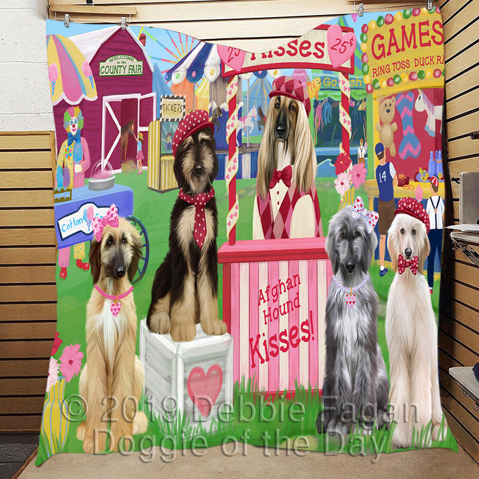 Carnival Kissing Booth Afghan Hound Dogs Quilt