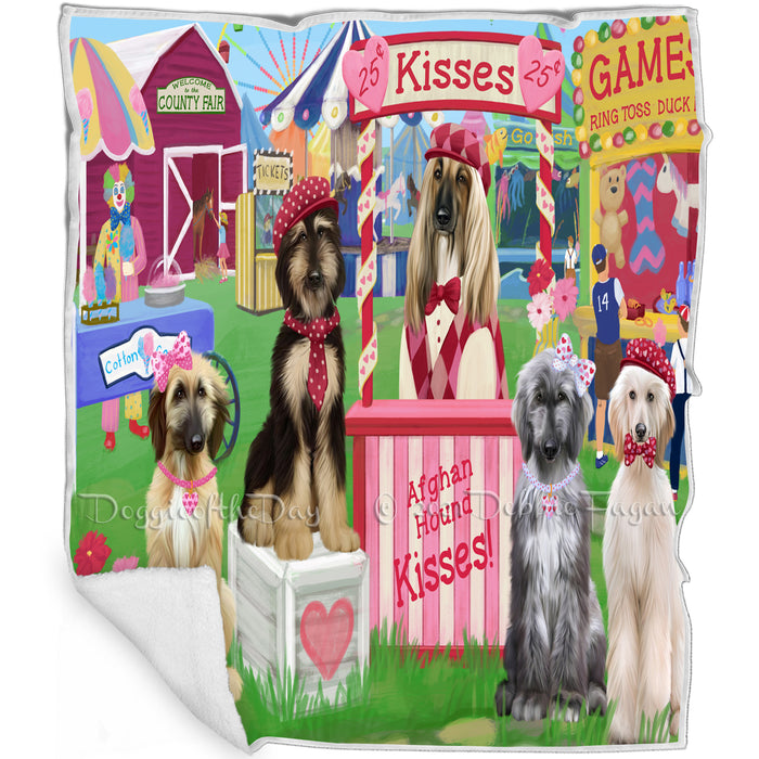 Carnival Kissing Booth Afghan Hounds Dog Blanket BLNKT121341