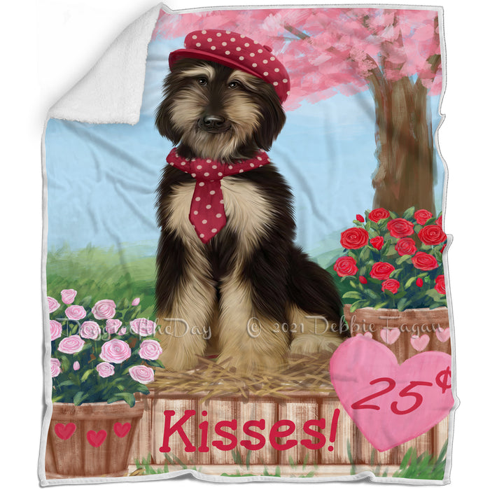 Rosie 25 Cent Kisses Afghan Hound Dog Blanket BLNKT121188