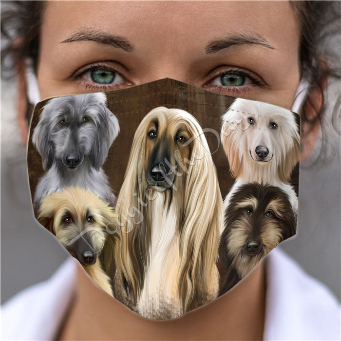 Rustic Afghan Hound Dogs Face Mask FM50011