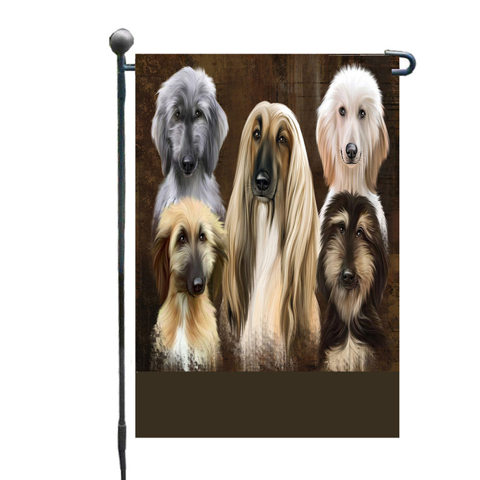 Personalized Rustic 5 Afghan Hound Dogs Custom Garden Flags GFLG-DOTD-A62544