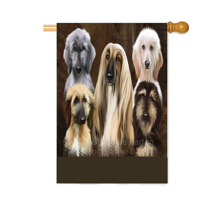 Personalized Rustic 5 Afghan Hound Dogs Custom House Flag FLG-DOTD-A62600
