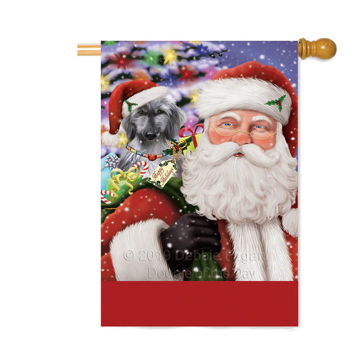 Personalized Santa Carrying Afghan Hound Dog and Christmas Presents Custom House Flag FLG-DOTD-A63374