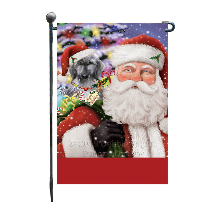 Personalized Santa Carrying Afghan Hound Dog and Christmas Presents Custom Garden Flag GFLG63683