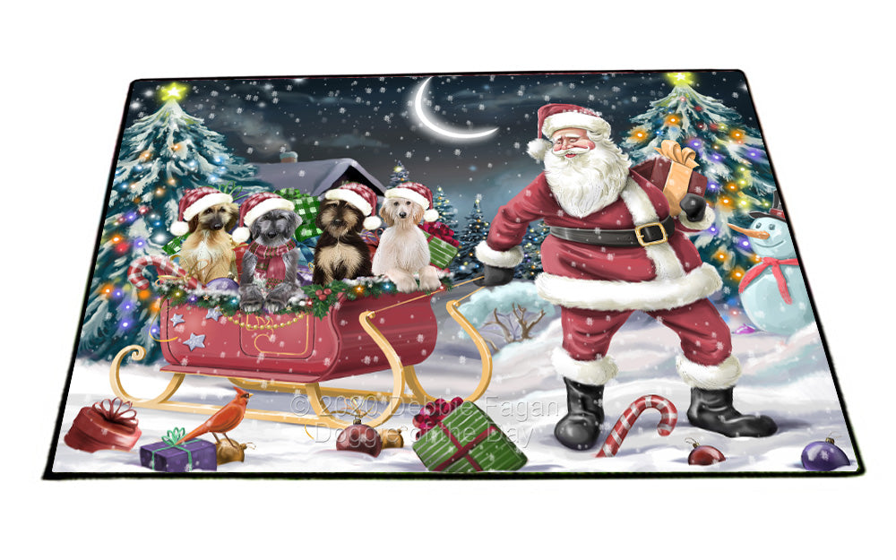 Christmas Santa Sled Afghan Hound Dogs Floormat FLMS55783