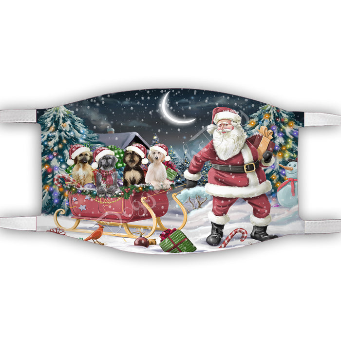 Santa Sled Dogs Christmas Happy Holidays Afghan Hound Dogs Face Mask FM48953