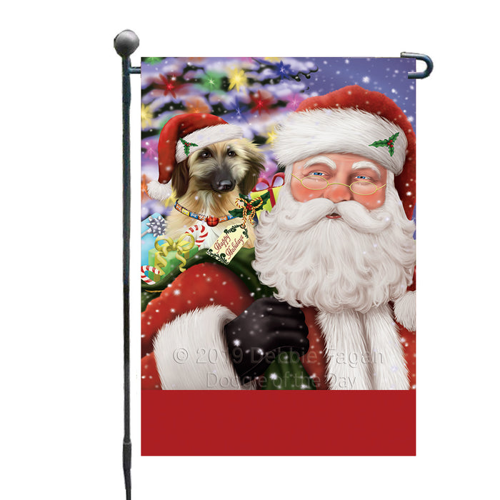 Personalized Santa Carrying Afghan Hound Dog and Christmas Presents Custom Garden Flag GFLG63684
