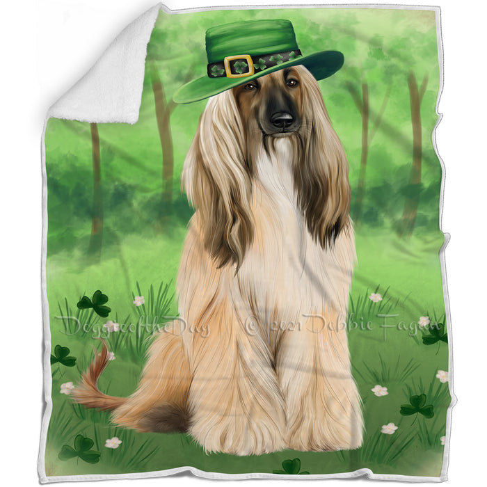 St. Patricks Day Irish Portrait Afghan Hound Dog Blanket BLNKT132258