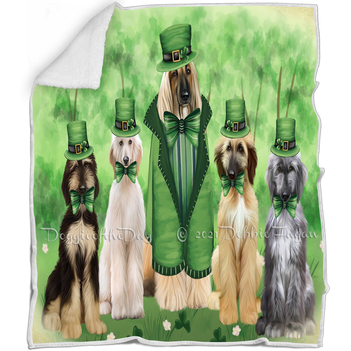 St. Patricks Day Irish Portrait Afghan Hound Dogs Blanket BLNKT132267