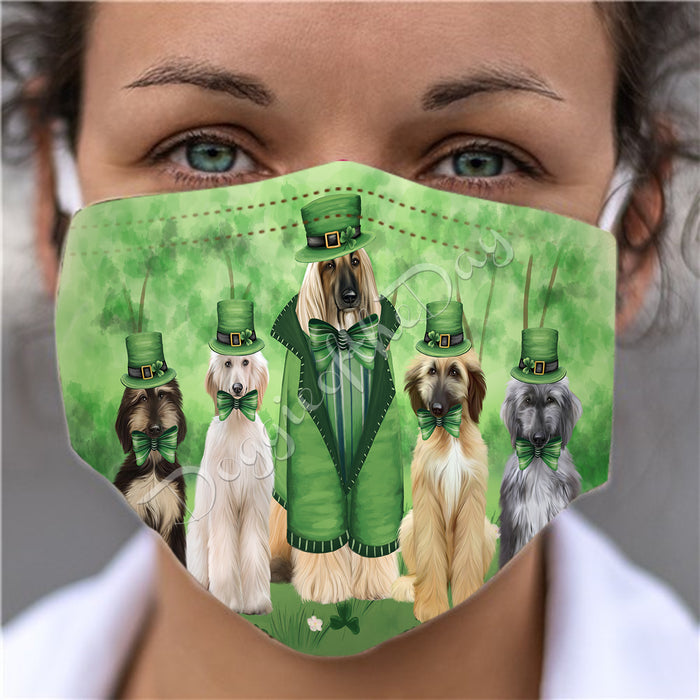 St. Patricks Day Irish Afghan Hound Dogs Face Mask FM50108