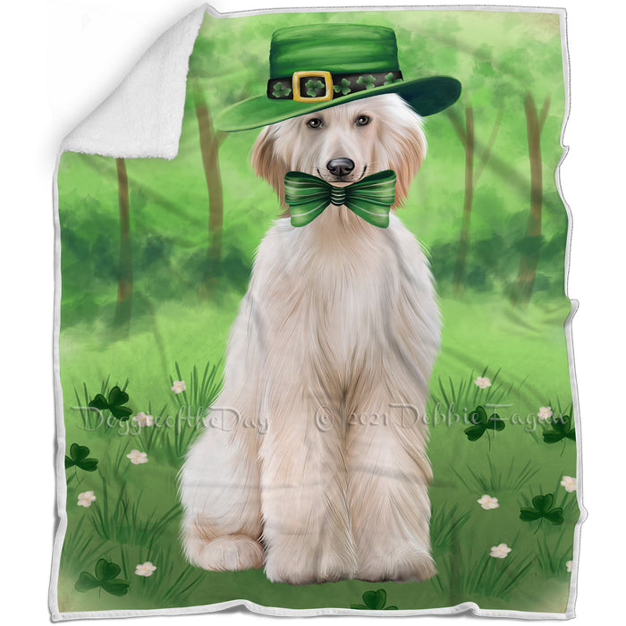 St. Patricks Day Irish Portrait Afghan Hound Dog Blanket BLNKT132276