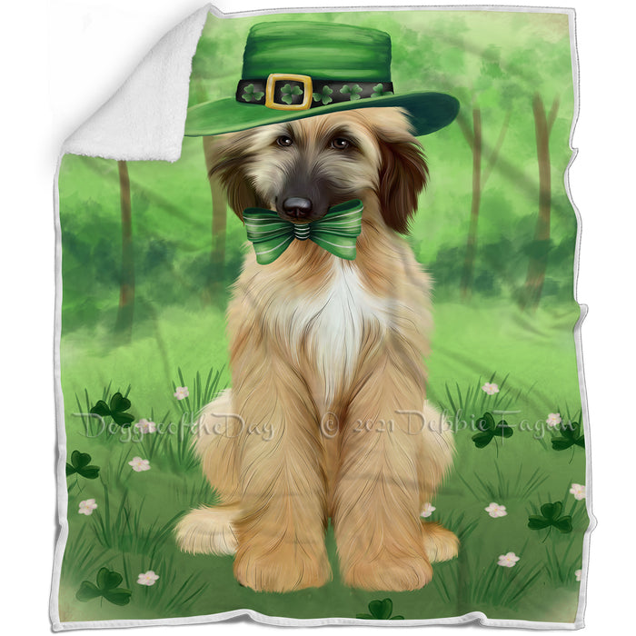 St. Patricks Day Irish Portrait Afghan Hound Dog Blanket BLNKT132285