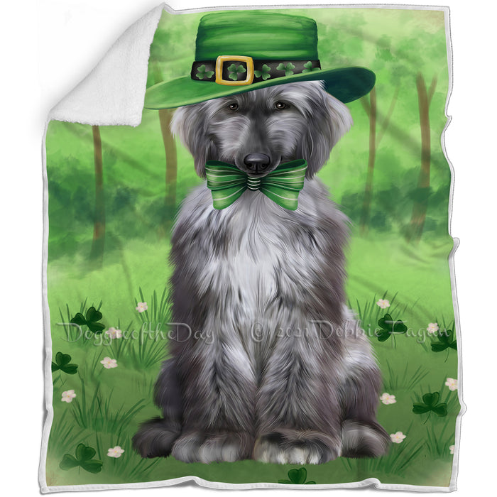 St. Patricks Day Irish Portrait Afghan Hound Dog Blanket BLNKT132294