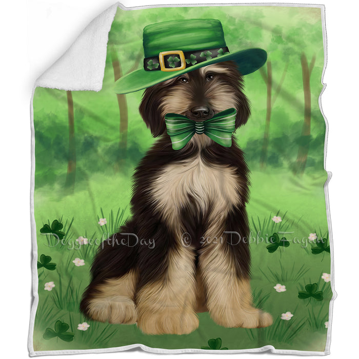 St. Patricks Day Irish Portrait Afghan Hound Dog Blanket BLNKT132303