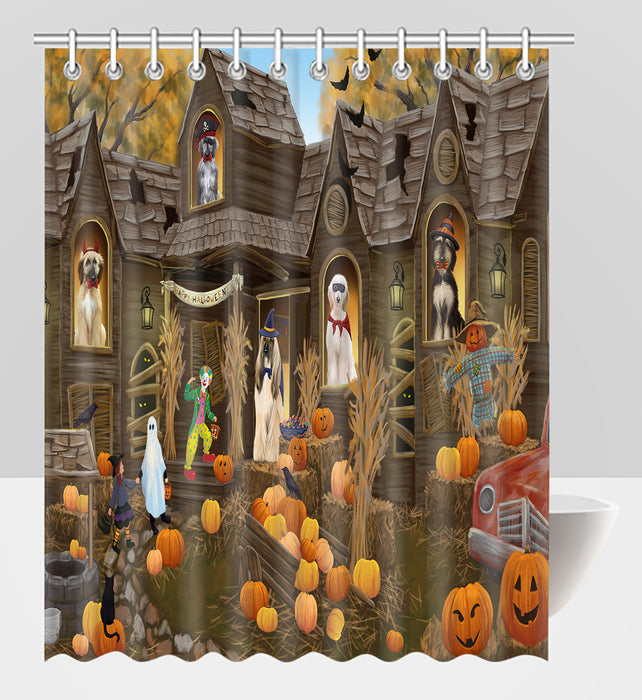 Haunted House Halloween Trick or Treat Afghan Hound Dogs Shower Curtain