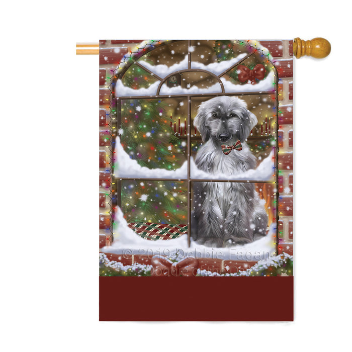 Personalized Please Come Home For Christmas Afghan Hound Dog Sitting In Window Custom House Flag FLG-DOTD-A60158