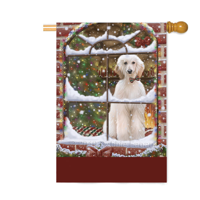 Personalized Please Come Home For Christmas Afghan Hound Dog Sitting In Window Custom House Flag FLG-DOTD-A60155