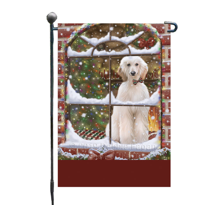 Personalized Please Come Home For Christmas Afghan Hound Dog Sitting In Window Custom Garden Flags GFLG-DOTD-A60099