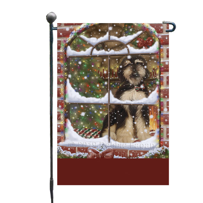 Personalized Please Come Home For Christmas Afghan Hound Dog Sitting In Window Custom Garden Flags GFLG-DOTD-A60100