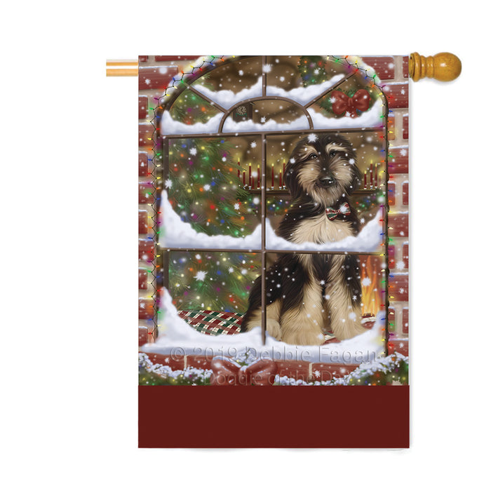 Personalized Please Come Home For Christmas Afghan Hound Dog Sitting In Window Custom House Flag FLG-DOTD-A60156