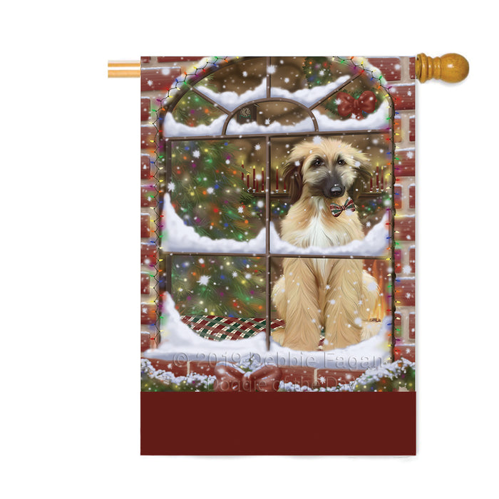 Personalized Please Come Home For Christmas Afghan Hound Dog Sitting In Window Custom House Flag FLG-DOTD-A60157