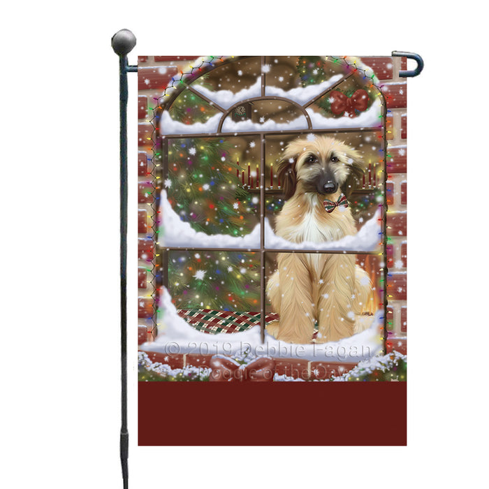 Personalized Please Come Home For Christmas Afghan Hound Dog Sitting In Window Custom Garden Flags GFLG-DOTD-A60101