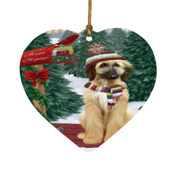 Christmas Woodland Sled Afghan Hound Dog Heart Christmas Ornament HPORA59365