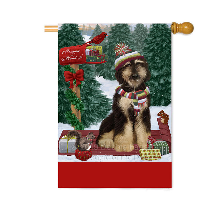 Personalized Merry Christmas Woodland Sled Afghan Hound Dog Custom House Flag FLG-DOTD-A61510