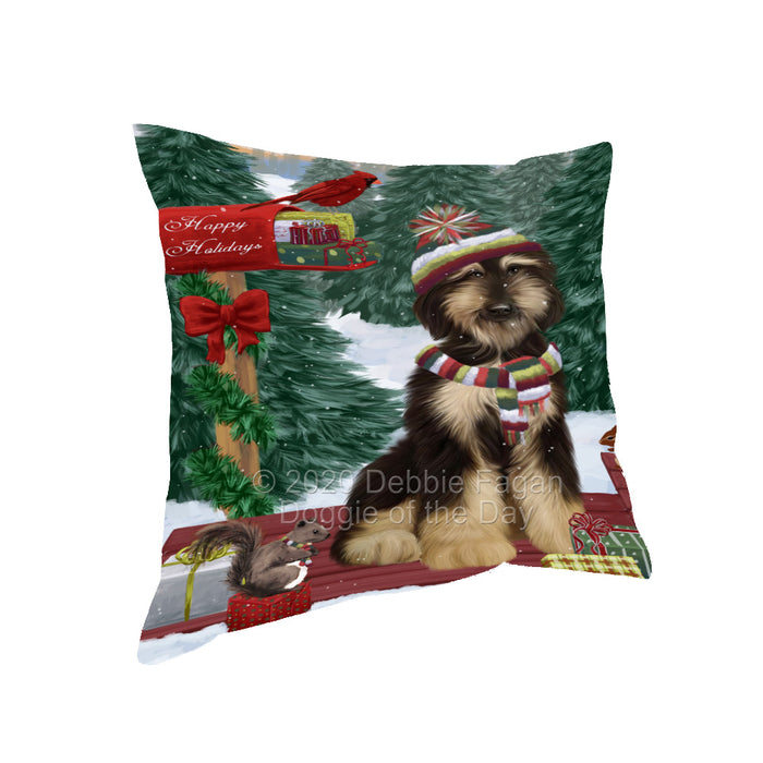 Christmas Woodland Sled Afghan Hound Dog Pillow with Top Quality High-Resolution Images - Ultra Soft Pet Pillows for Sleeping - Reversible & Comfort - Ideal Gift for Dog Lover - Cushion for Sofa Couch Bed - 100% Polyester, PILA93409