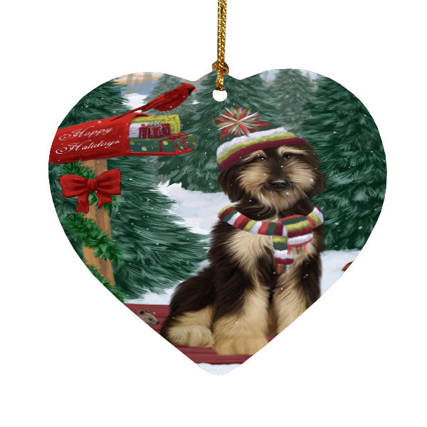Christmas Woodland Sled Afghan Hound Dog Heart Christmas Ornament HPORA59362
