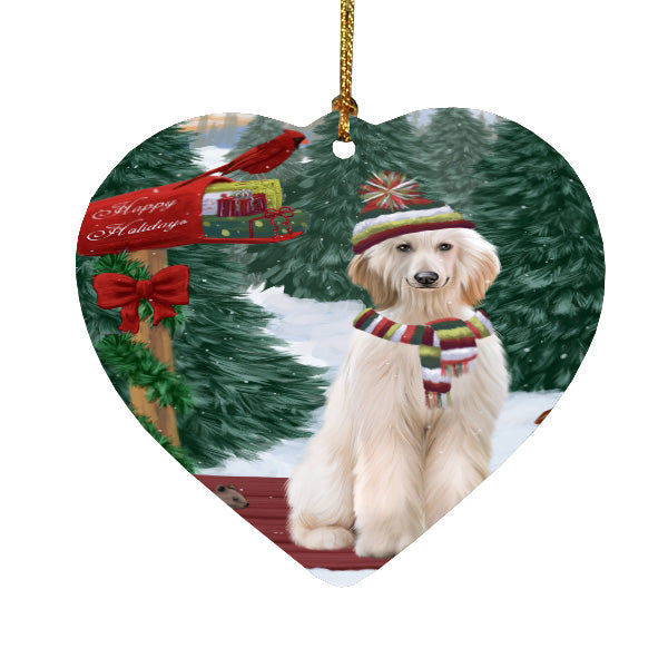 Christmas Woodland Sled Afghan Hound Dog Heart Christmas Ornament HPORA59363