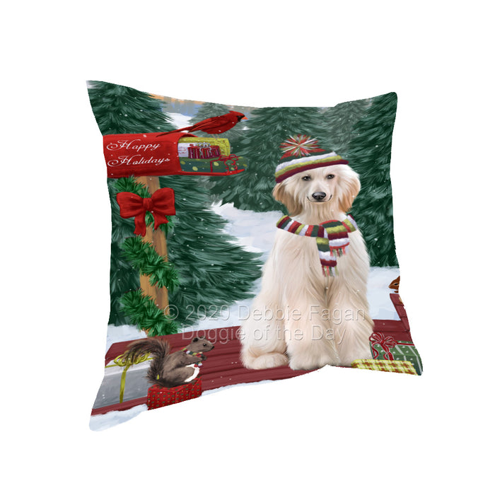 Christmas Woodland Sled Afghan Hound Dog Pillow with Top Quality High-Resolution Images - Ultra Soft Pet Pillows for Sleeping - Reversible & Comfort - Ideal Gift for Dog Lover - Cushion for Sofa Couch Bed - 100% Polyester, PILA93412