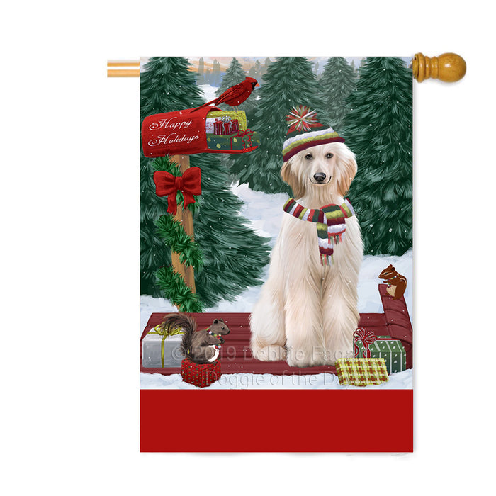 Personalized Merry Christmas Woodland Sled Afghan Hound Dog Custom House Flag FLG-DOTD-A61511