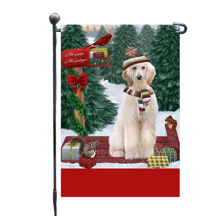 Personalized Merry Christmas Woodland Sled  Afghan Hound Dog Custom Garden Flags GFLG-DOTD-A61455