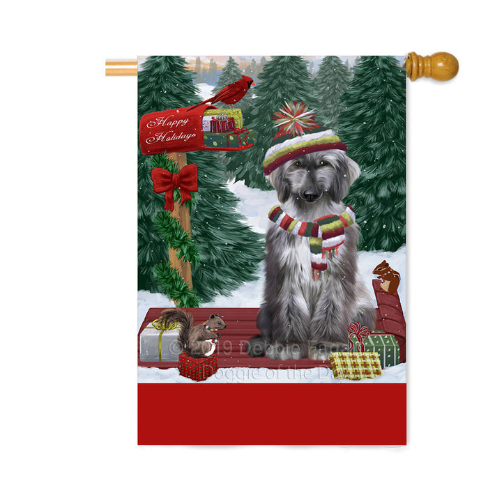 Personalized Merry Christmas Woodland Sled Afghan Hound Dog Custom House Flag FLG-DOTD-A61512