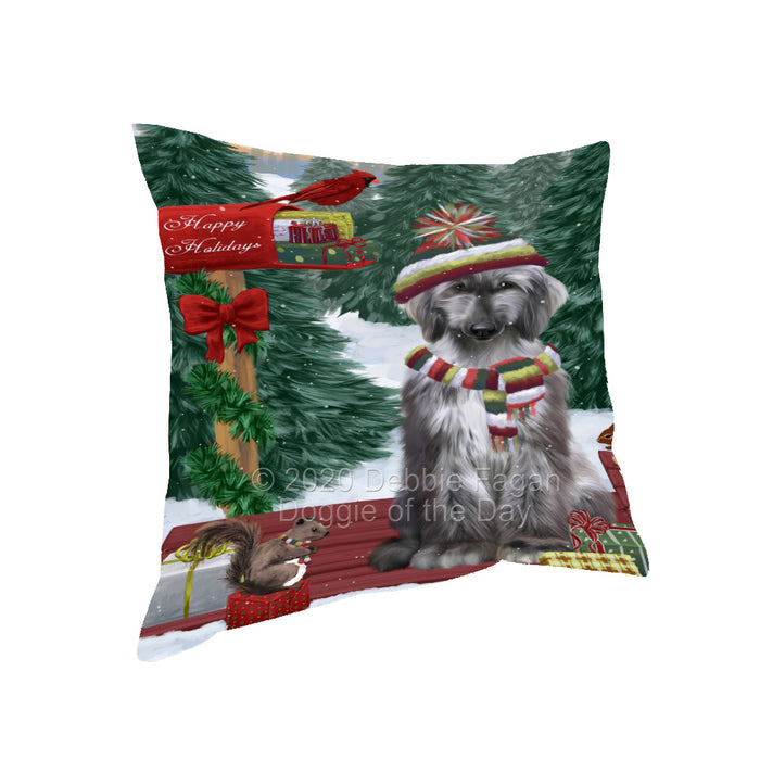 Christmas Woodland Sled Afghan Hound Dog Pillow with Top Quality High-Resolution Images - Ultra Soft Pet Pillows for Sleeping - Reversible & Comfort - Ideal Gift for Dog Lover - Cushion for Sofa Couch Bed - 100% Polyester, PILA93415