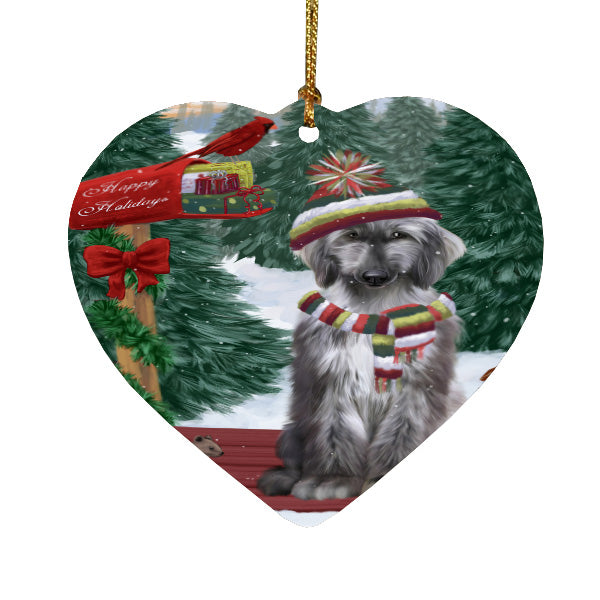 Christmas Woodland Sled Afghan Hound Dog Heart Christmas Ornament HPORA59364